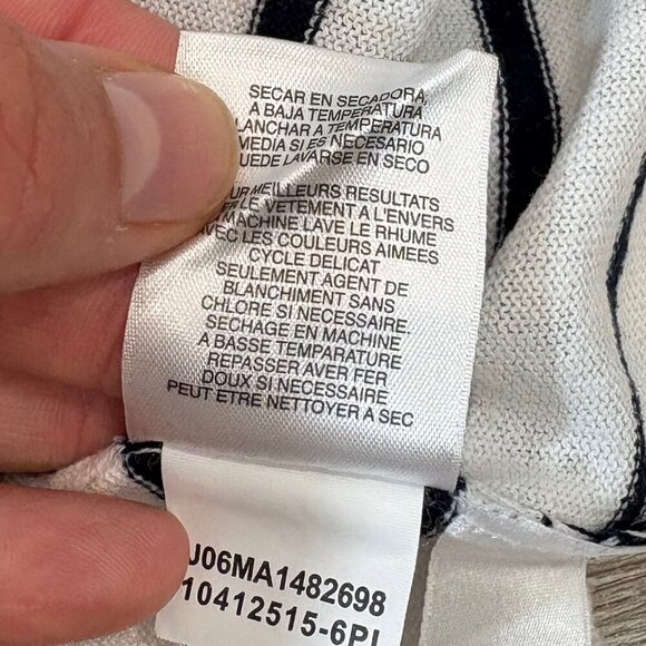 Jones New York Sport Henley Top Size L Striped Cap Sleeves Cotton Blend - Picture 3 of 7